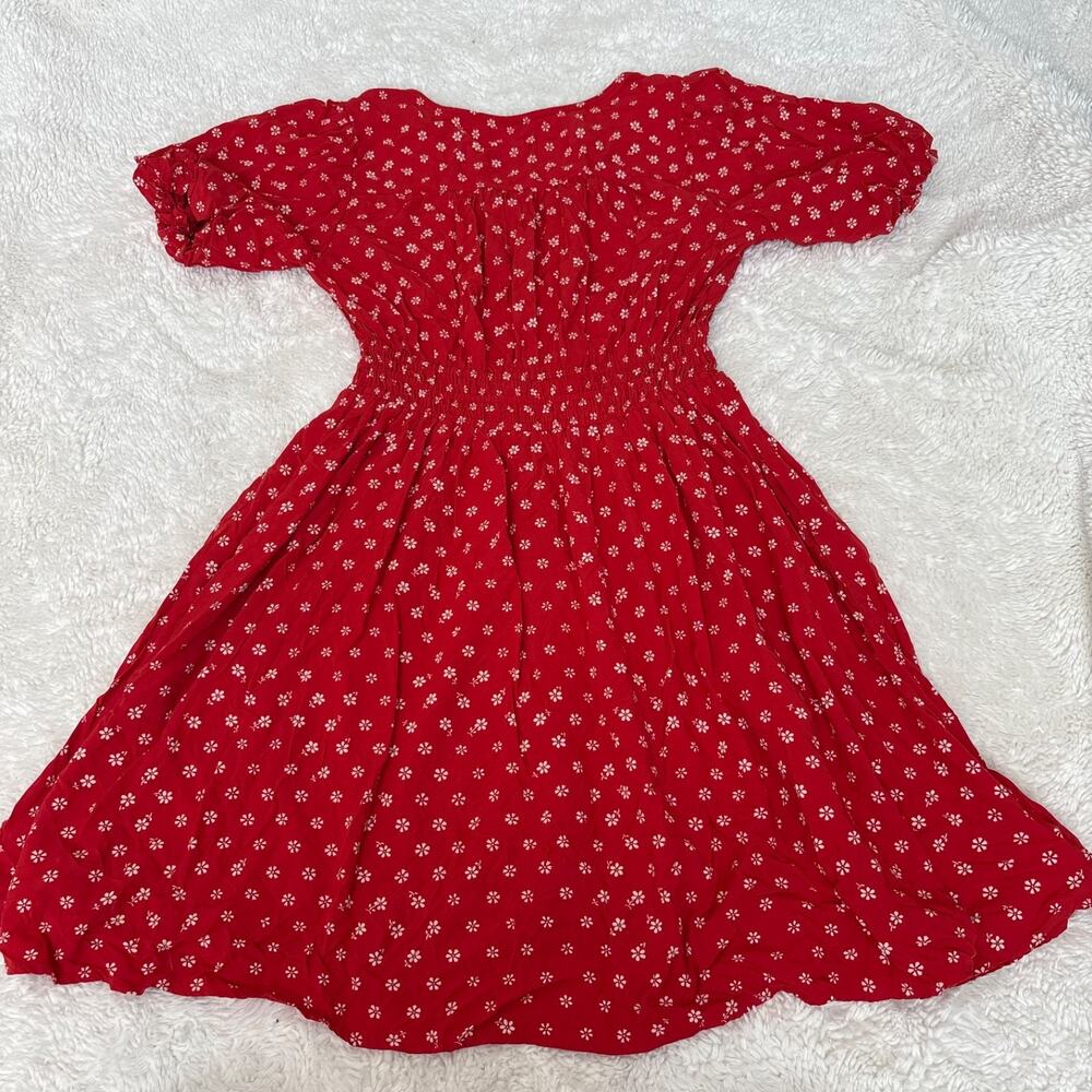 Madewell Womens Red Floral Mini Dress Cottage Prairie Boho XS Preppy Resort - Picture 2 of 6